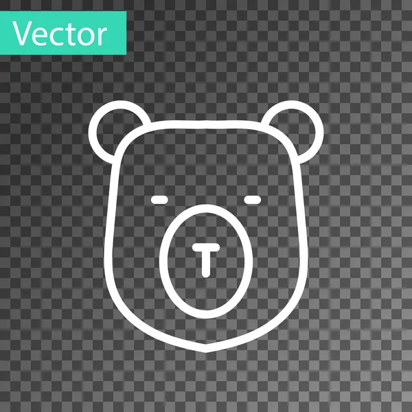 Línea blanca Icono de la cabeza del oso aislado sobre fondo transparente. Vector — Archivo Imágenes Vectoriales