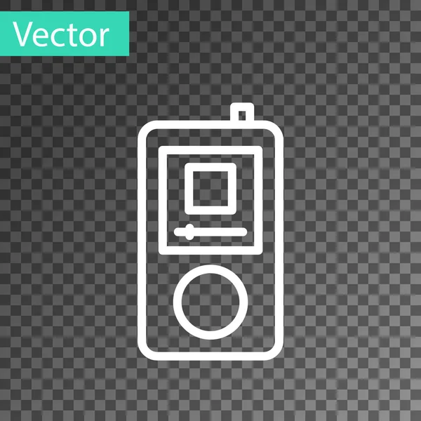 Weiße Linie Musikplayer-Symbol isoliert auf transparentem Hintergrund. Tragbares Musikgerät. Vektor — Stockvektor