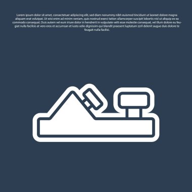 Mavi çizgili ahşap uçak aracı ahşap el yapımı ikon mavi arka planda izole. Ortak düzlem. Vektör