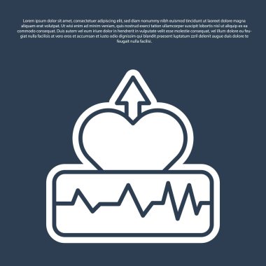 Mavi çizgi kalp atışı artışı ikonu mavi arkaplanda izole edildi. Kalp atışları hızlandı. Vektör