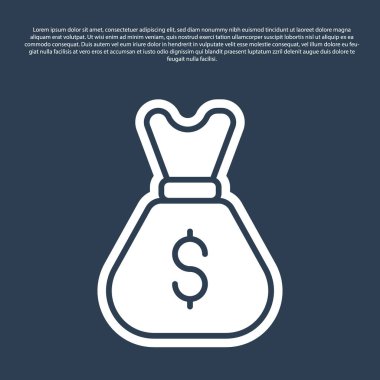 Mavi çizgi Mavi arka planda eski para çantası simgesi izole edildi. Nakit bankacılık tabelası. Vektör