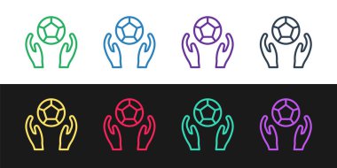 Futbol topu simgesi siyah ve beyaz arka planda izole edildi. Spor malzemeleri. Vektör