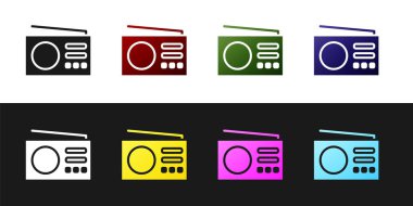 Telsiz anten simgesini siyah ve beyaz arkaplanda izole et. Vektör