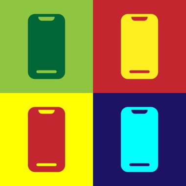 Pop Art Smartphone, renkli arka planda izole edilmiş cep telefonu simgesi. Vektör