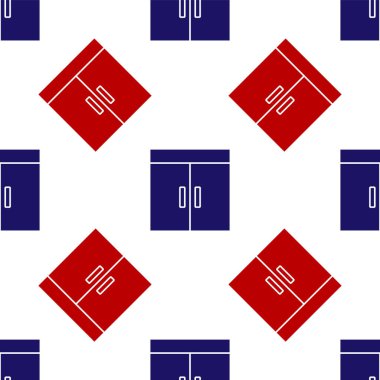 Mavi ve kırmızı Gardırop ikonu beyaz arka planda kusursuz desen izole etti. Vektör