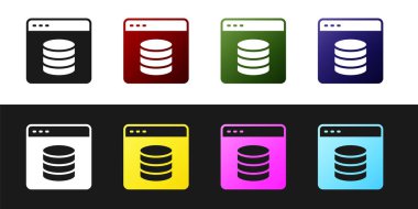 Sunucu, Data, Web sunucu simgesini siyah ve beyaz arkaplanda izole edin. Vektör
