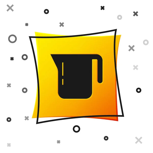 Icona della caffettiera nera isolata su sfondo bianco. Pulsante quadrato giallo. Vettore — Vettoriale Stock