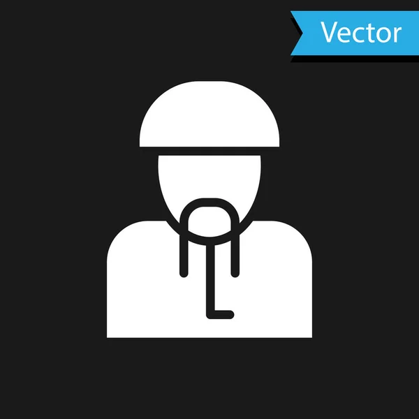 흰 우크라이나 코사크 아이콘은 검은 배경에서 분리되었다. Vector — 스톡 벡터