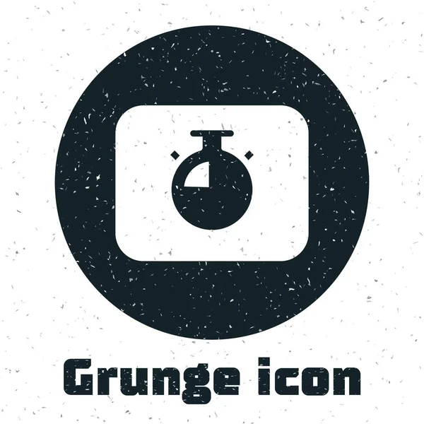 Grunge Stopwatch Symbol isoliert auf weißem Hintergrund. Zeitzeichen. Chronometerzeichen. Monochrome Vintage-Zeichnung. Vektor — Stockvektor