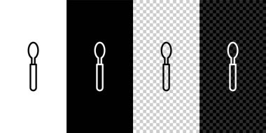 Siyah ve beyaz arkaplanda kaşık simgesini ayır. Mutfak aletleri. Çatal bıçak seti. Vektör İllüstrasyonu