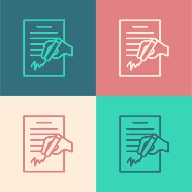 Pop Art Line Dilekçe simgesi renk arkaplanında izole edildi. Vektör