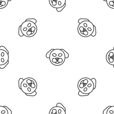 Gri çizgi köpek simgesi beyaz arka planda kusursuz desen izole etti. Vektör