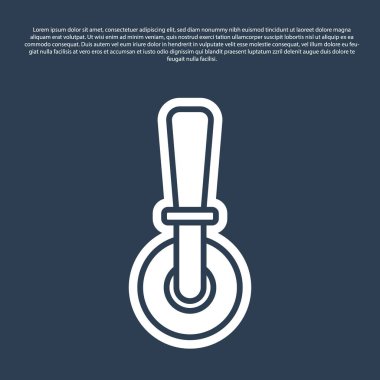 Mavi çizgi pizza bıçağı ikonu mavi arka planda izole edildi. Pizza kesme tabelası. Çelik mutfak gereçleri. Vektör