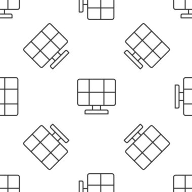 Gri çizgi güneş enerjisi ikonu beyaz arka planda izole edilmiş pürüzsüz desen. Vektör