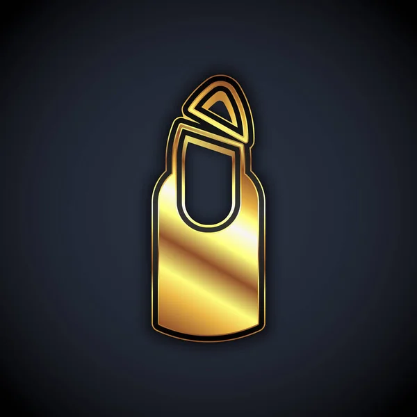 Guld bruten spik ikon isolerad på svart bakgrund. Knäckt nagel. Vektor — Stock vektor
