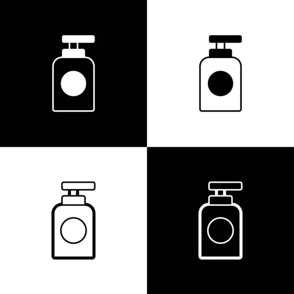 Set Tube of hand crème pictogram geïsoleerd op zwart-wit achtergrond. Vector — Stockvector