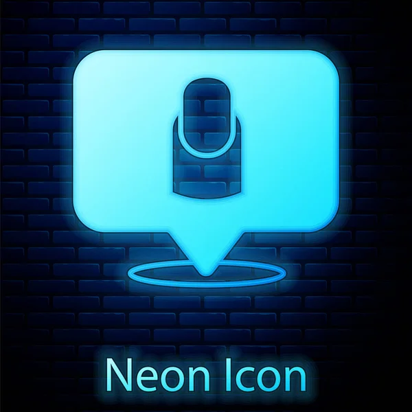 Leuchtende Neon-Maniküre-Symbol isoliert auf Backsteinwand Hintergrund. Vektor — Stockvektor