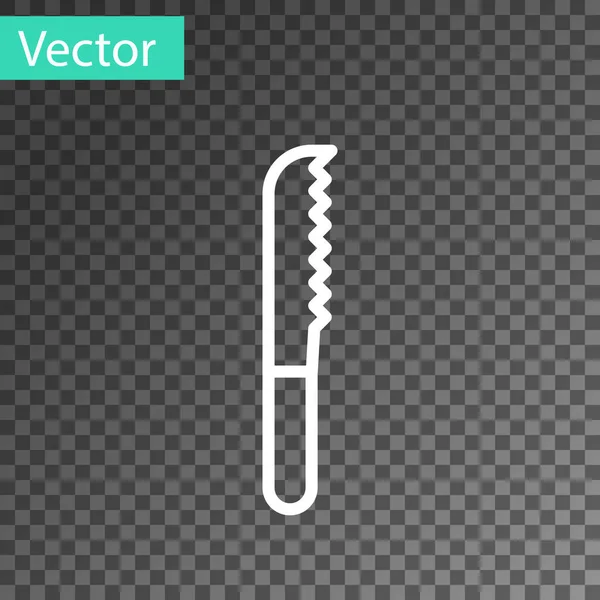 Weiße Linie Brotmesser Symbol isoliert auf transparentem Hintergrund. Bestecksymbol vorhanden. Vektorillustration — Stockvektor