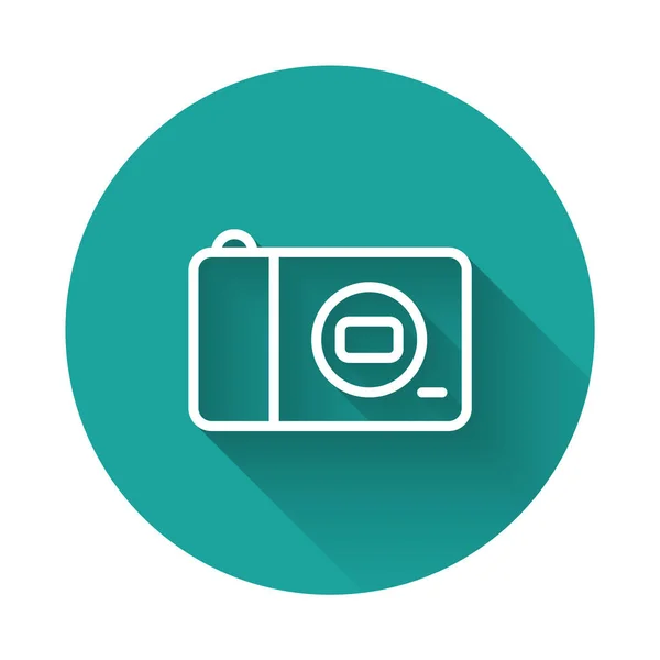 Svart Foto kamera ikon isolerad på vit bakgrund. Fotokameraikonen. Abstrakt banner med flytande former. Vektor — Stock vektor