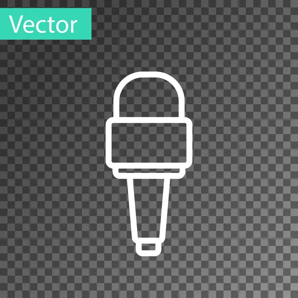 Witte lijn Microfoon pictogram geïsoleerd op transparante achtergrond. Op radio microfoon. Speaker teken. Vector — Stockvector