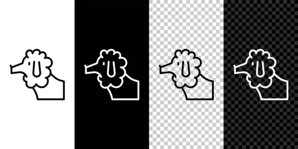 Nastavit čáru francouzský pudl pes ikona izolované na černobílém pozadí. Vektor — Stockový vektor