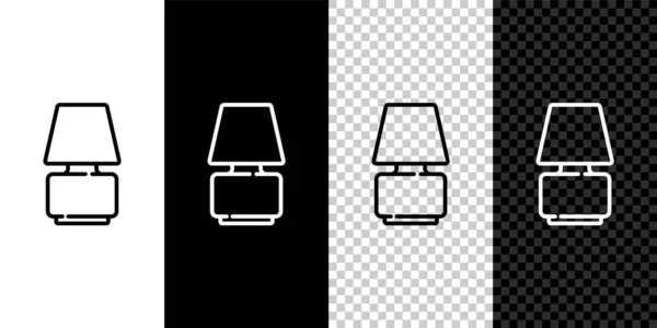 Set line Table lamp icon isolated on black and white background. Vector — Stock Vector