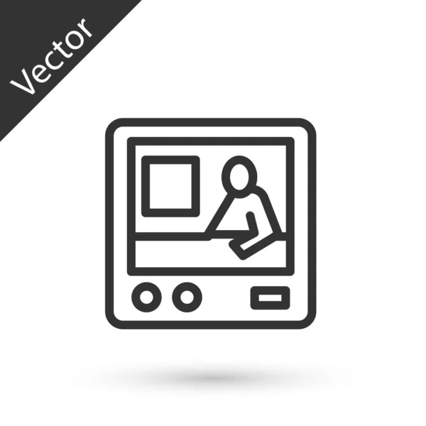 Línea gris Icono de reportaje de televisión aislado sobre fondo blanco. Noticias de televisión. Vector — Vector de stock