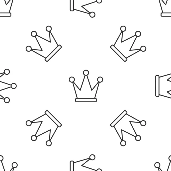 Ligne grise Couronne icône isolé motif sans couture sur fond blanc. Vecteur — Image vectorielle