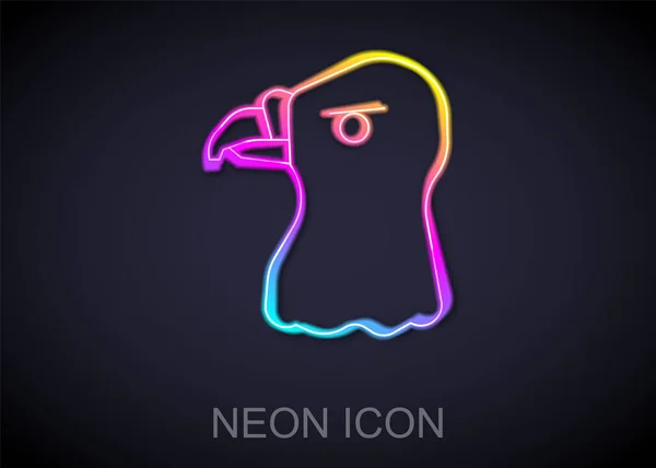 Icono de cabeza de águila de línea de neón brillante aislado sobre fondo negro. Vector — Vector de stock