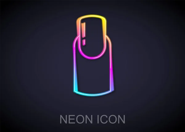 Glödande neon linje spik manikyr ikon isolerad på svart bakgrund. Vektor — Stock vektor