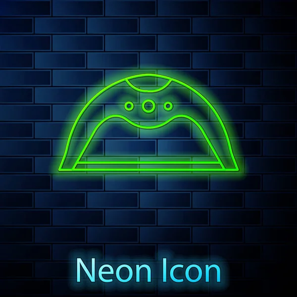Leuchtende Neon-Linie Maniküre-Lampe Symbol isoliert auf Backsteinwand Hintergrund. UV-Lampe zum Trocknen des Nagellacks. Vektor — Stockvektor