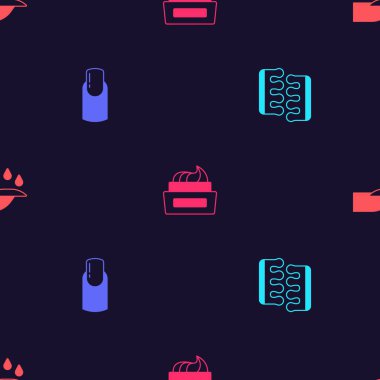 Ayak parmağı ayırıcısını pedikür, manikür, bir şişe tırnak cilası ve pürüzsüz desen için ayarla. Vektör