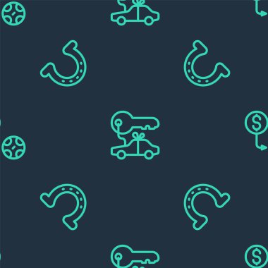 Hediye arabası, at nalı ve kumarhane çipleri kusursuz bir şekilde değiş tokuş ediyor. Vektör