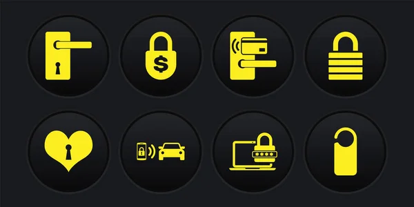 Hart Met Sleutelgat Slot Smart Auto Alarmsysteem Laptop Wachtwoord Digitaal — Stockvector