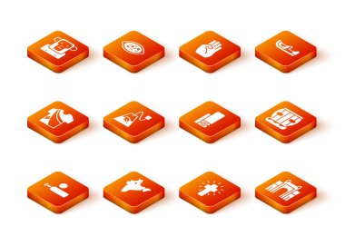 Ahşap kriket sopası ve top, Hindistan haritası, Hint erkek elbisesi, çay poşeti, Hristiyan haçı, tekstil kumaşı, Delhi 'deki Kapı ve Enstrüman tabla simgesi. Vektör