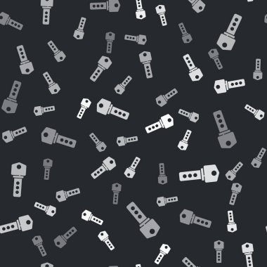 Gri Ev anahtar simgesi siyah arka planda izole edilmiş kusursuz desen. Vektör