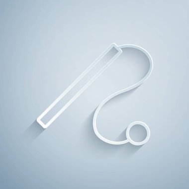 Kağıt kesiği, arka planda izole edilmiş kedi oyuncağı ikonu. Kağıt sanatı tarzı. Vektör