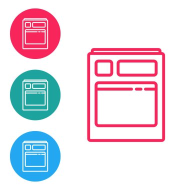 Kırmızı çizgi mutfak bulaşık makinesi simgesi beyaz arka planda izole edildi. Simgeleri daire düğmelerine ayır. Vektör İllüstrasyonu