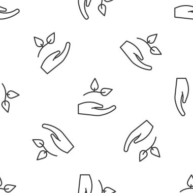 Çevre koruma ikonunun gri çizgili yaprağı beyaz arka planda izole edilmiş. Tohum ve tohum. Fidan dikiyorum. Ekoloji konsepti. Vektör