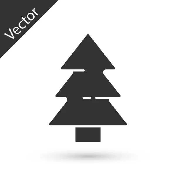 Grey Christmas tree icon isolated on white background. Merry Christmas and Happy New Year. Vector — Stock Vector