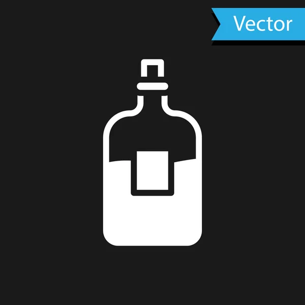 White Glass bottle of vodka icon isolated on black background. Vector — Stock Vector