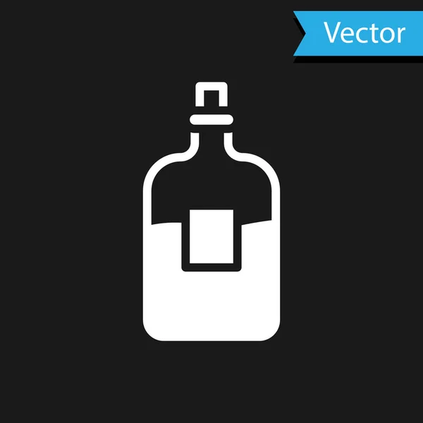 Біла скляна пляшка горілки ізольована на чорному тлі. Векторні — стоковий вектор