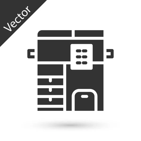 Das Icon des Multifunktionsdruckerkopiergeräts Grey Office ist auf weißem Hintergrund isoliert. Vektor — Stockvektor
