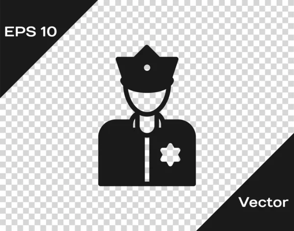 Icono de policía negro aislado sobre fondo transparente. Vector — Vector de stock