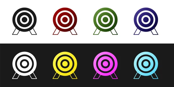 Set Target financial goal concept icon isoliert auf schwarzem und weißem Hintergrund. Symbolische Ziele Erreichen, Erfolg. Vektor — Stockvektor