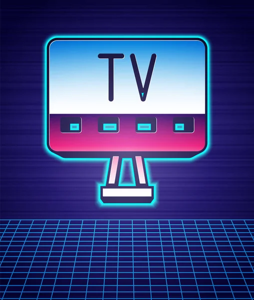 Retro biçimi Smart Tv simgesi gelecekten izole edilmiş manzara arkaplanı. Televizyon tabelası. 80 'lerin moda partisi. Vektör — Stok Vektör