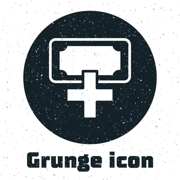 Grunge Donation und Charity-Ikone isoliert auf weißem Hintergrund. Spenden Sie Geld und Charity-Konzept. Monochrome Vintage-Zeichnung. Vektor — Stockvektor