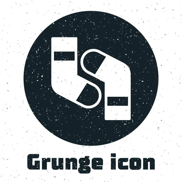 Grunge Socks ícone isolado no fundo branco. Desenho vintage monocromático. Vetor — Vetor de Stock
