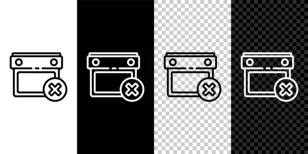 Definir linha Calendário data excluir ícone isolado no fundo preto e branco. Símbolo de lembrete de evento. Vetor —  Vetores de Stock