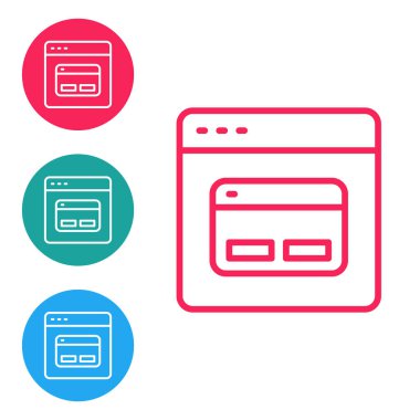 Kırmızı çizgi Arama Motoru simgesi beyaz arkaplanda izole edildi. Simgeleri daire düğmelerine ayır. Vektör